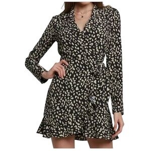 BARDOT B & W Long Sleeve Leopard Print Wrap